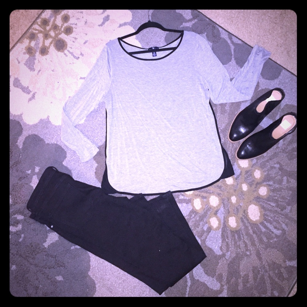 Gap gray and black top w/ sheer detailing
